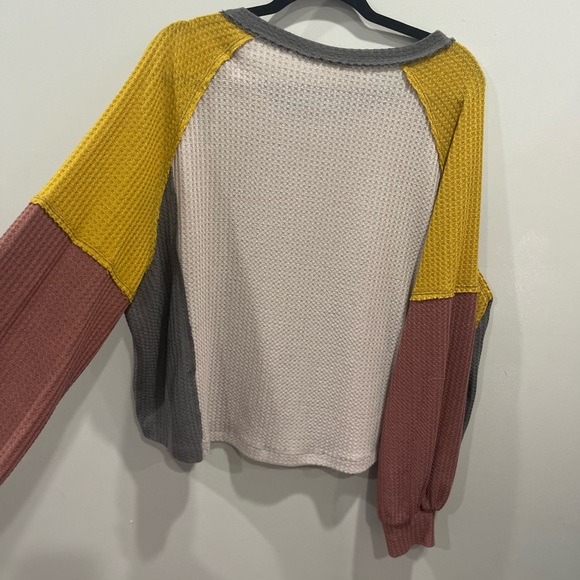 In Bloom Women's Sweater - Mustard, Pink, and Gray - Picture 1 of 4